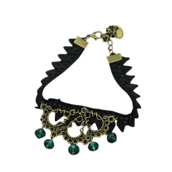 Vintage/gothic enkelbandje zwart/groen - Medase