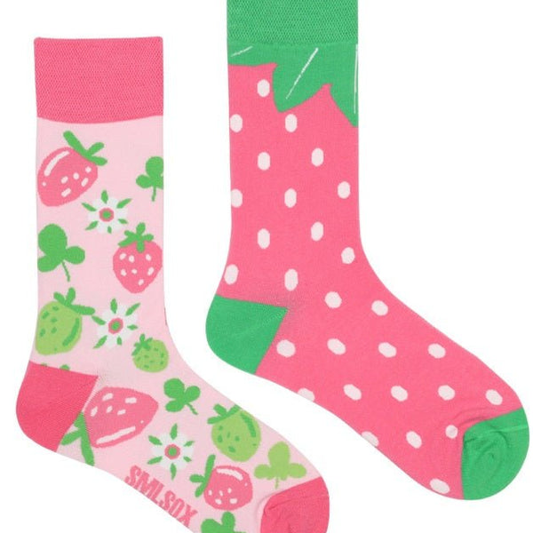 Vrolijke Aardbeien Sokken - Roze & Groen - Medase
