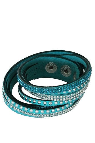 Wikkelarmband strass - blauw/groen - Medase