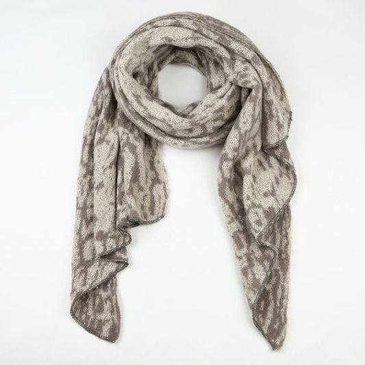 Wintersjaal Leopard grijs - Medase
