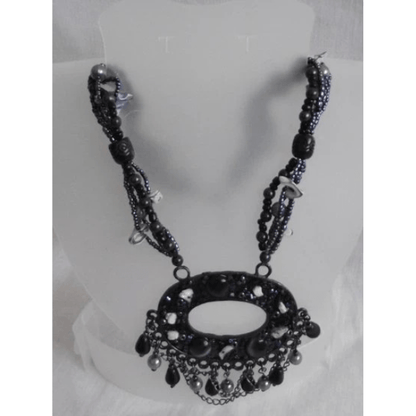 Zwarte ketting met grote hanger - Medase