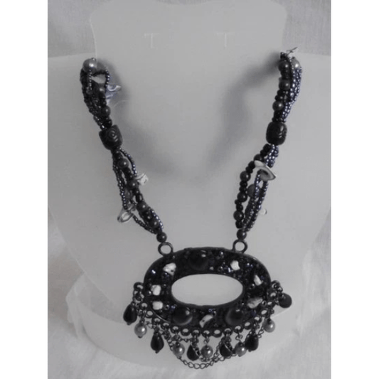 Zwarte ketting met grote hanger - Medase